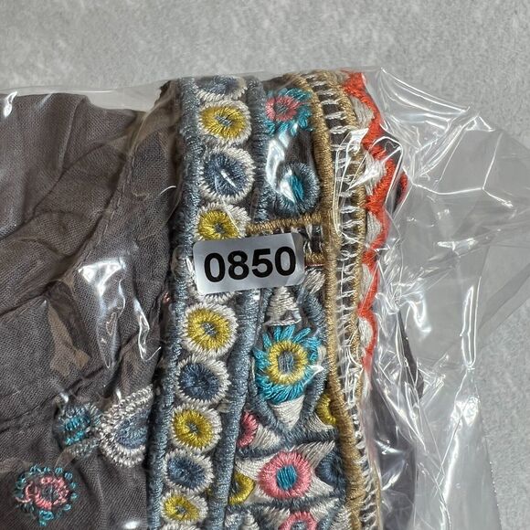 Johnny Was Biya Dress Womens Small Gray Mini Belted Peasant Hippie Embroidered - Picture 10 of 10